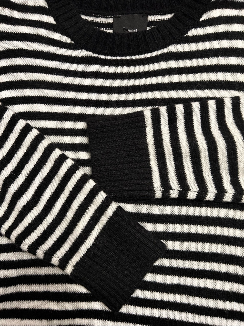 NWT - Lumiére Black & Ivory Striped Pullover - Oversized
